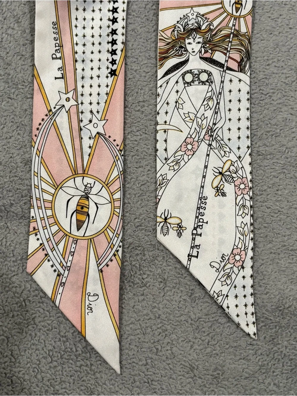 Christian Dior La Papesse Tarot Mitzah Scarf White Pink Bee Star Print